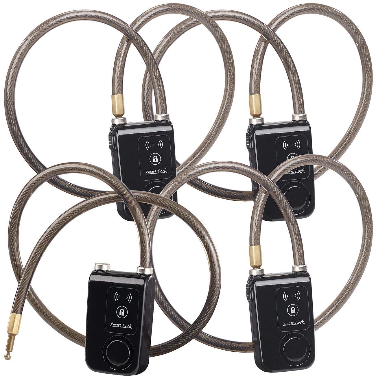 Semptec Urban Survival Technology Fahrradschloß mit: 4er-Set App-gesteuerte Kabelschlösser mit Bluetooth und Alarm (Fahrradschloss mit Alarm, App, Fahrradschloss Bluetooth, Seil)