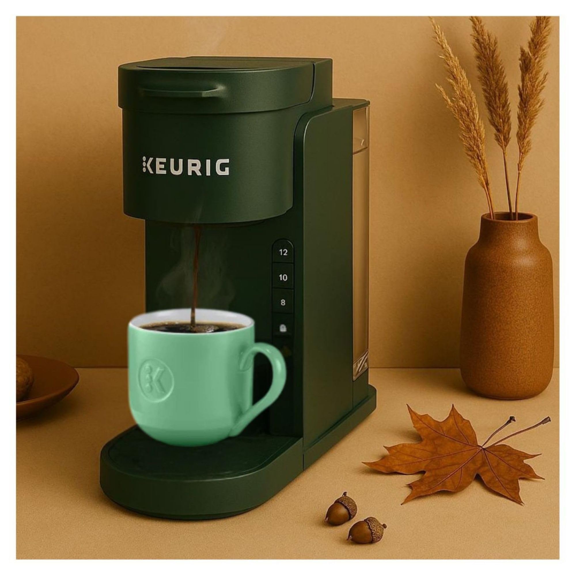 Keurig K-Express Single Serve K-Cup Pod Coffee Maker, 3 Brew Sizes, Strong Button Feature, 42oz Removable Reservoir, Evergreen