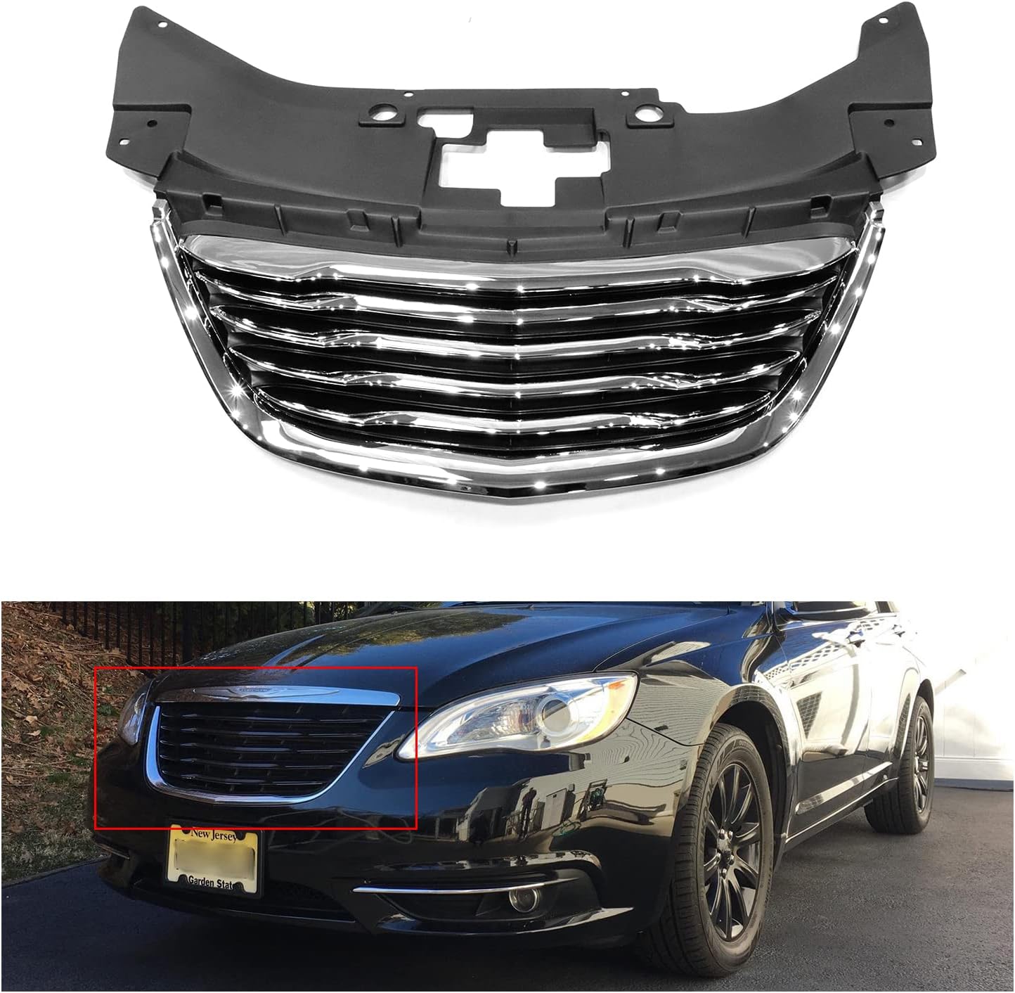 LAFORMO Front Hood Grille Grill Chrome 68082050AE Compatible With 2011 2012 2013 2014 Chrysler 200, CH1200353…