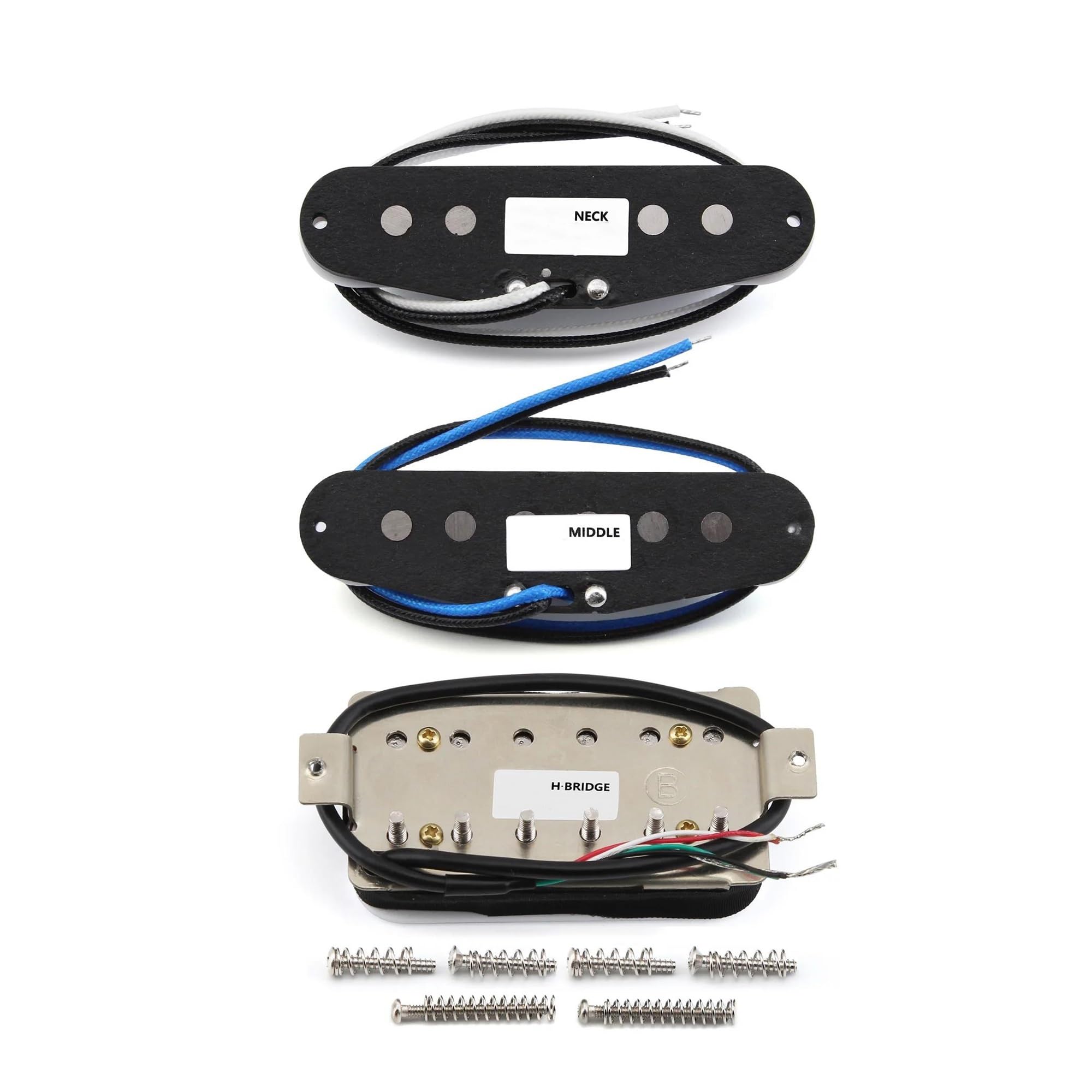 Alnico 5 Interleaved Pole Und High Output Gitarren Elektro Tonabnehmer SSH Kit Weiß