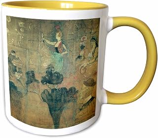 3dRose The Moorish Dance, 1895 by Henri De Toulouse Lautrec Woman Dancing 11oz Two-Tone Yellow Mug