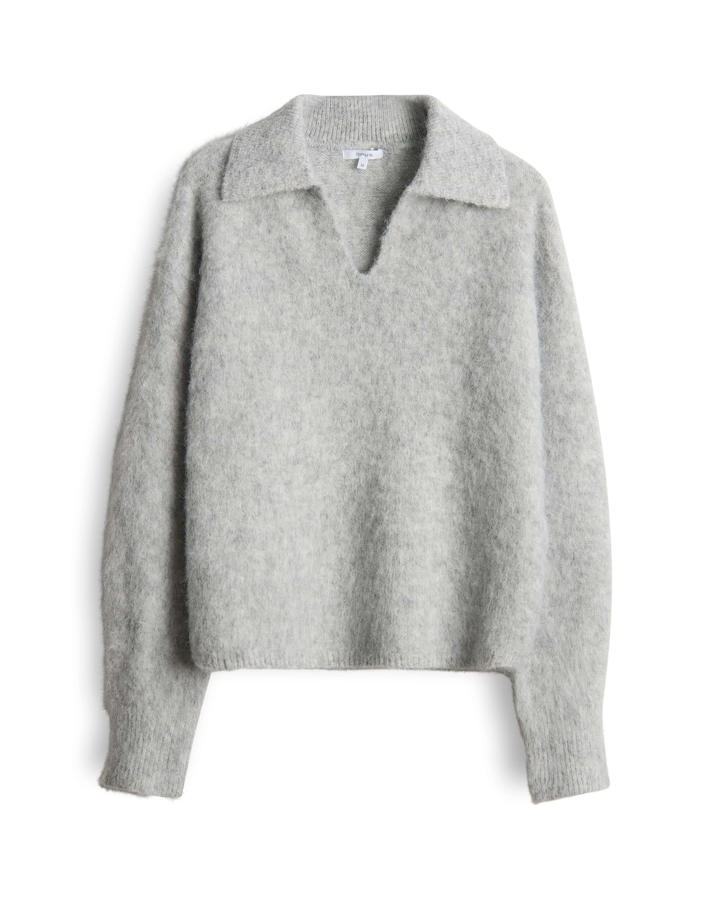 OPUS Damen Pullover | PELSIE Regular Flauschiger Strickpullover mit Polokragen
