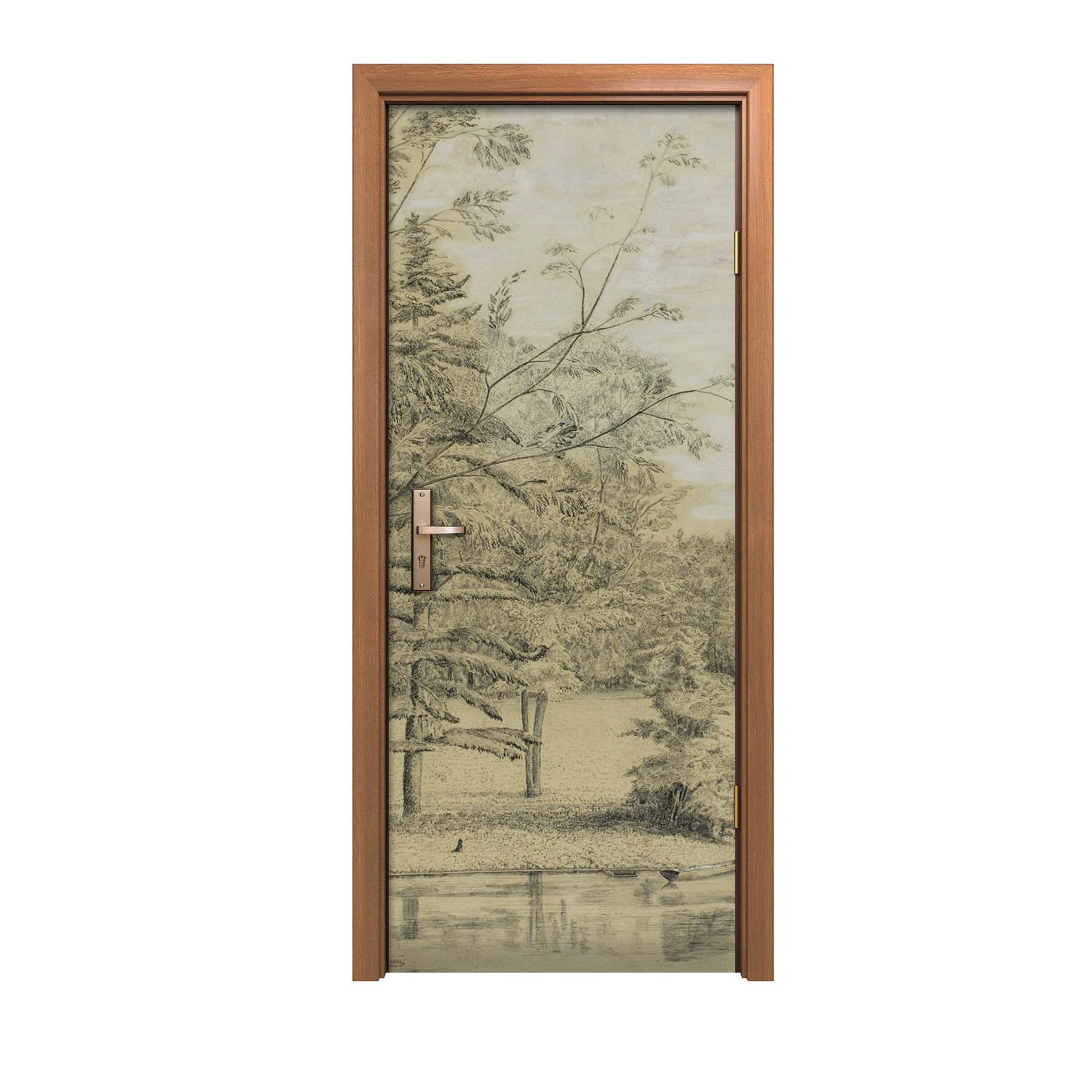 Autocollant de porte 80x200cm décor forêt pour murale intérieure Coloray