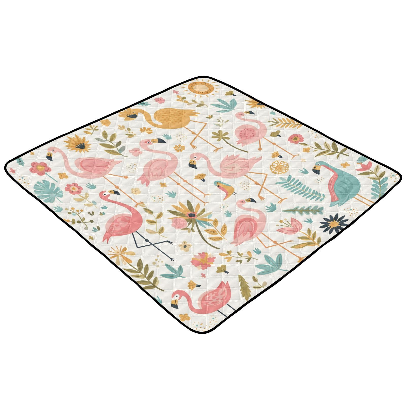Kigai Flamingo Baby Play Mat for Floor and Playpen 50x50 inch Non-Slip Baby Activity Playmat Waterproof Foldable Crawling Mat for Infants Toddlers