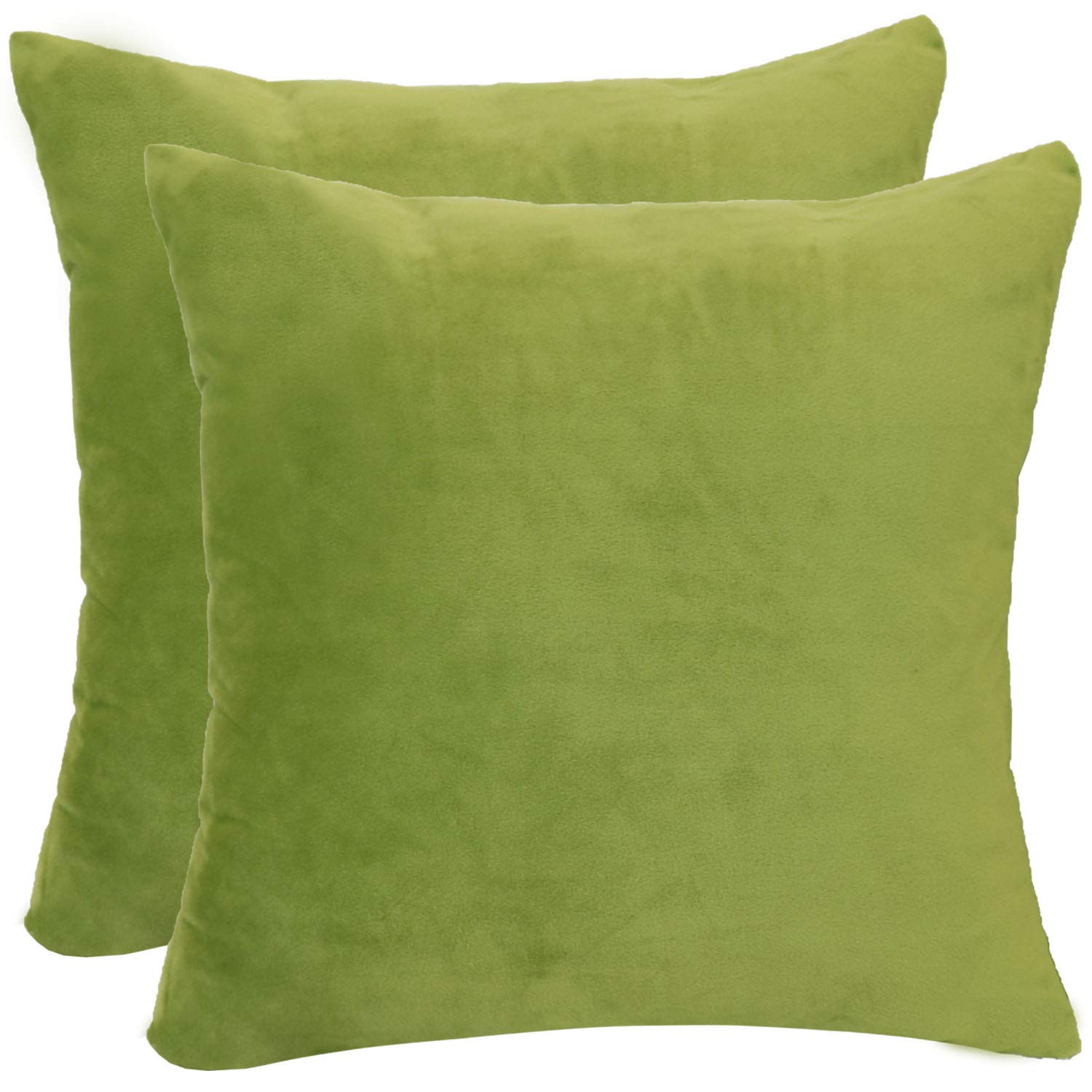 sykting Set of Two 18" X 18" Square Cotton Super Soft Short Plush Throw Pillow Cover 18"x18" Green CRRssZTlv
