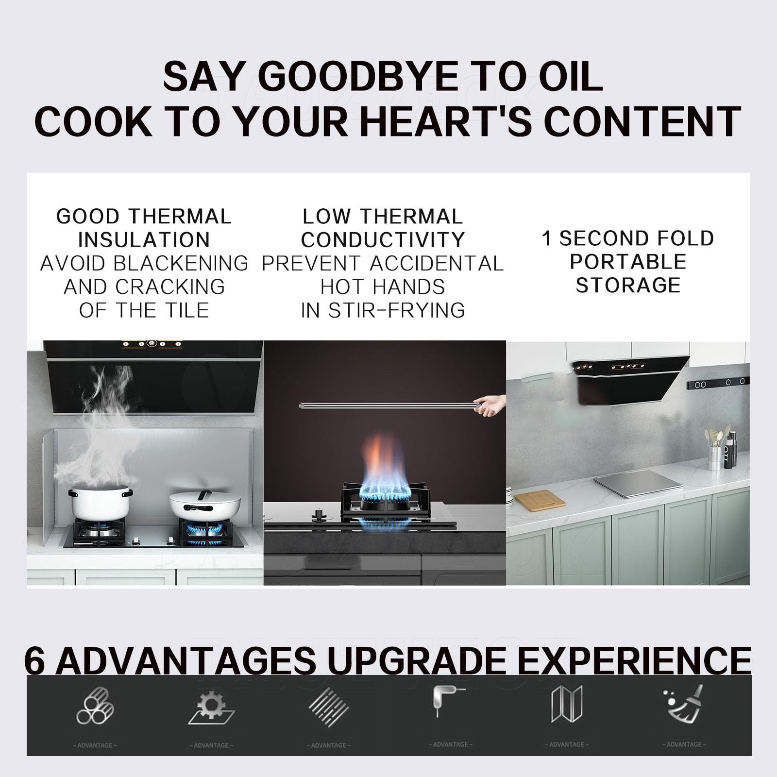 Plaque Anti Projection Cuisine Pliable, Plaque INOX, Anti-Éclaboussures pour Cuisinière pour La Cuisine, pour Carter D'huile Poêle À Frire,B3,3P 50 * 50 * 50cm