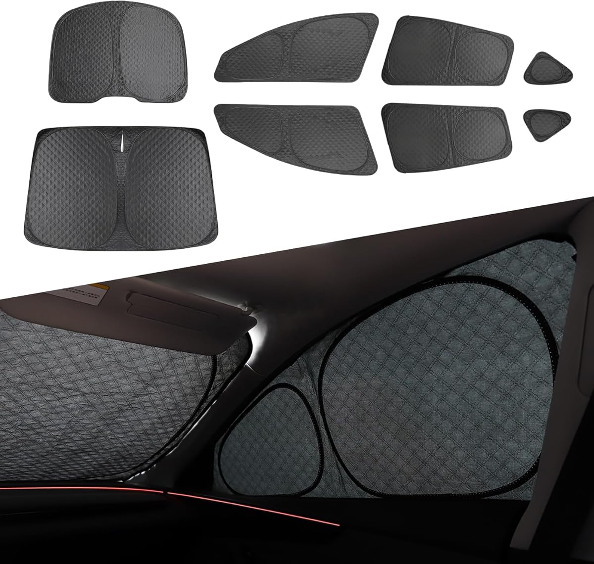 EVFITUS 8PCS Upgraded for Tesla Model Y Juniper Window Shade Covers Thicker 5-Layer Material Sun Darker Windshield Sunshade Side Window Privacy Shade for Tesla Model Y Juniper Accessories 2026 2025