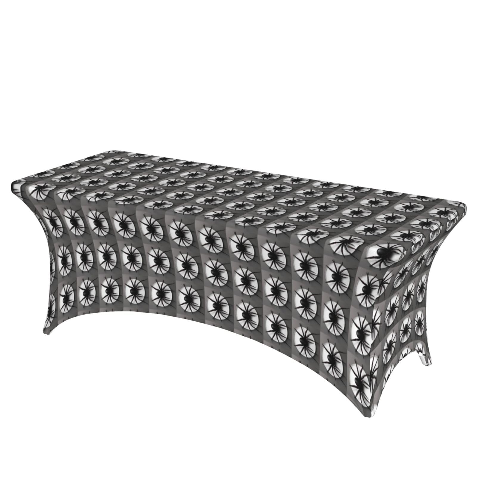 NImongt Black Spider Print Elastic Rectangular Tablecloth Holidays Family Banquet Wedding Party Table Cover