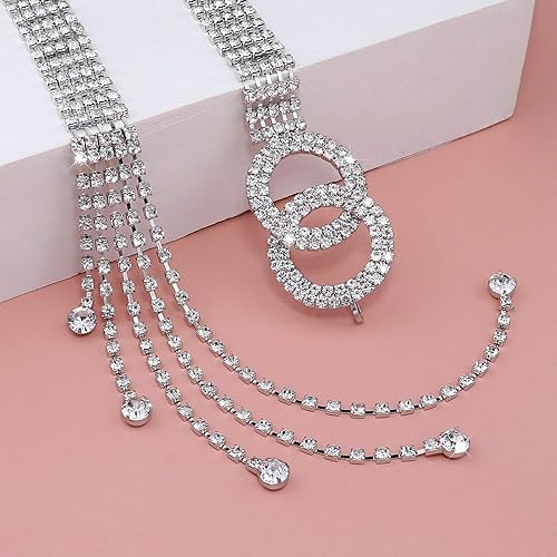 Miniatura 4 de Glamorstar Cinturones de cristal para mujer, cinturón de cintura con diamantes de imitación para vestido, cadena de anillo tórico brillante, regalo
