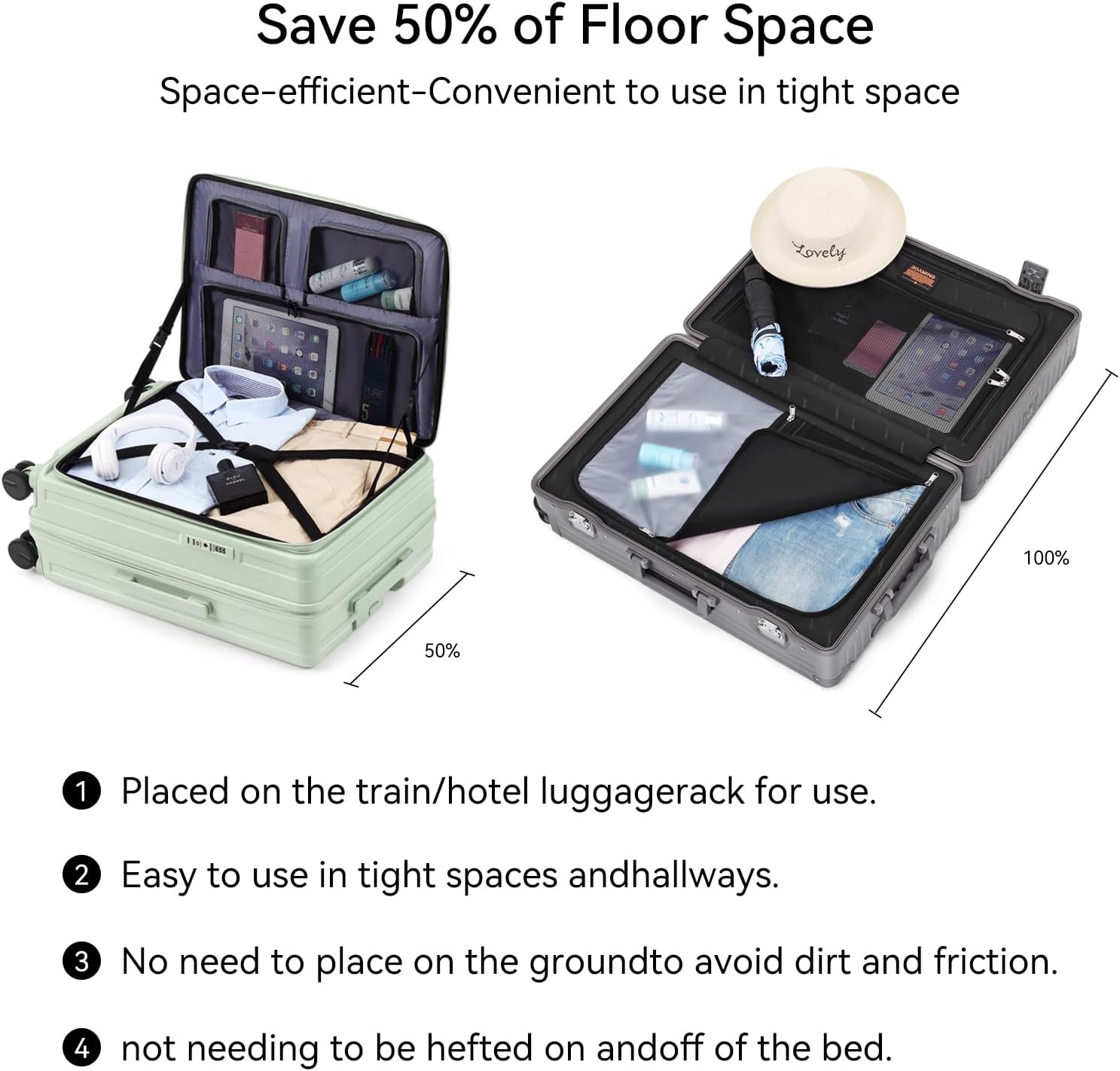 ROAMING Luggage Sets Hard shell Suitcase Top Opening Expandable with Spinner Wheels,Sturdy Large Suitcase Tsa Lock 20 Inch Carry on 28 Inch Checked Luggage,2-Piece Set (20/28) for Woman Men.Jade cyan - Image 9