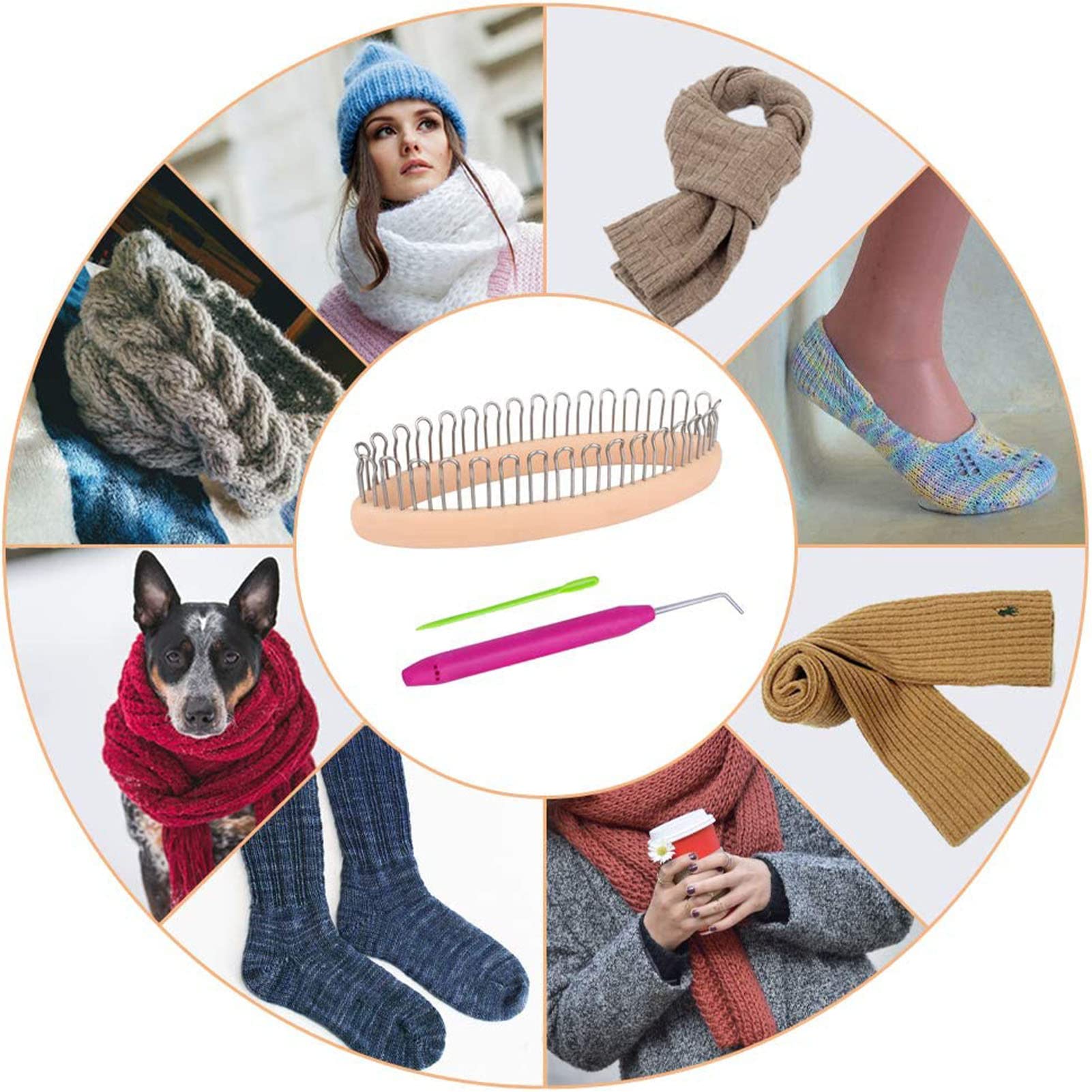 Verstelbare breien loom Kit sokken, paarse weefgetouwen DIY Hand breien