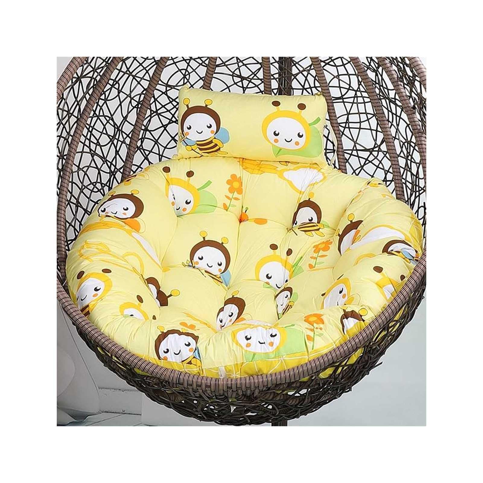 Egg Chair Cushion Replacement Hanging Basket Swing Chair Cushions With Headrest, Outdoor Indoor Thick Large Seat Cushion With Pillow Nest Back (Chair Not Included) (39" diameter,O)