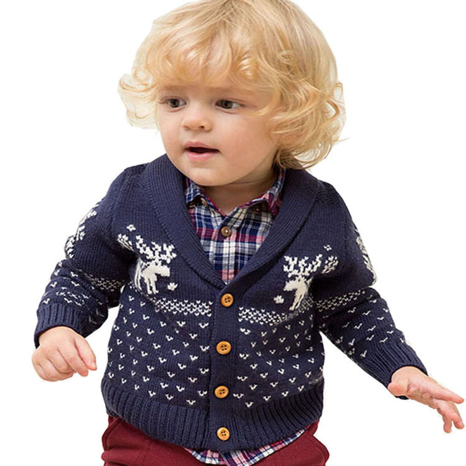 Cokbyavla Toddler Unisex Baby Deer Christmas Cardigan Sweater, White Sweater for Girls Kids Ugly Christmas Reindeer Sweaters Sweatshirts for Toddler Girls 2T-3T Baby Carri(Kid,3-4 Years)