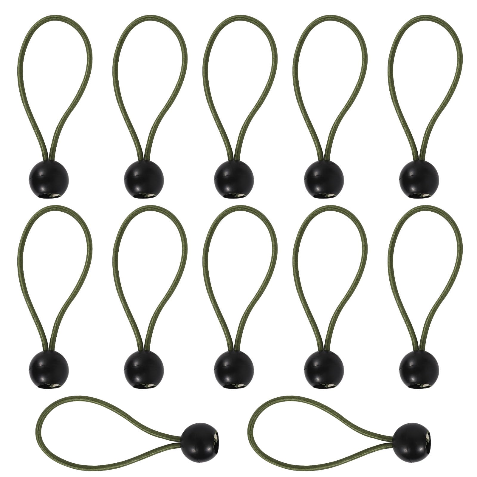 CONGGUAN 12 Pcs Bungee Cord with Balls Heavy Duty Tarp Bungees Ties Elastic Tie Down Straps for Tarpaulin Tent Canopy Marquee Banner Shade Net for Outdoor Use
