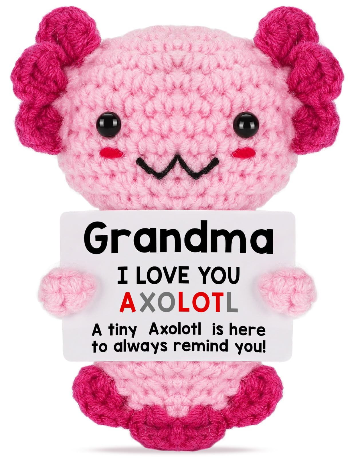 Weming Grandma Gift from Granddaughter, Mini Handmade Crochet Axolotl Gift for Mother's Day & Birthday, I Love You Sentimental Funny Cute Small Unique