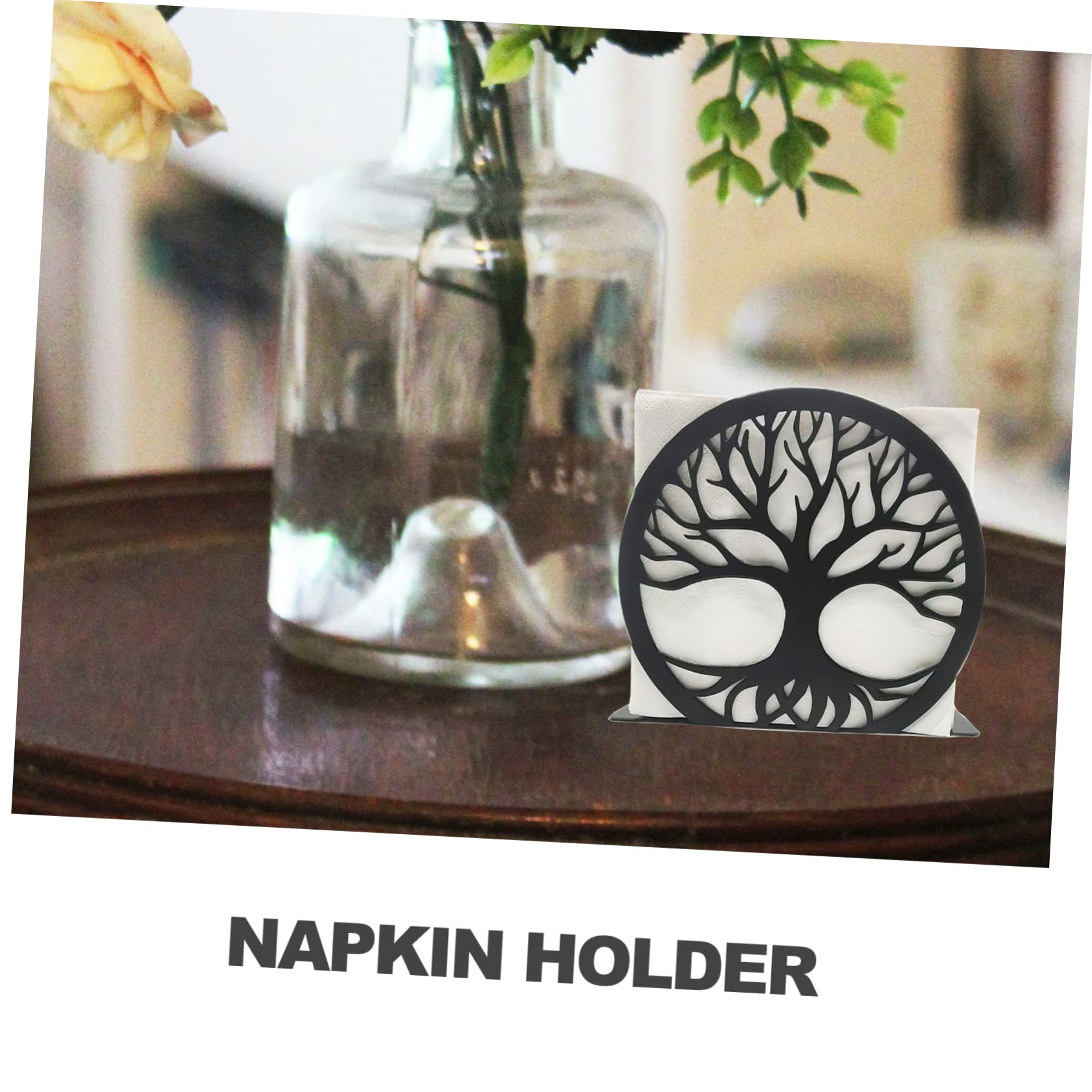 Mikinona Portatovaglioli da Cucina in Acciaio Inossidabile Nero Design Traforato Resistente e Facile Accesso, per Decorare Tavoli in Casa e Durante le Feste