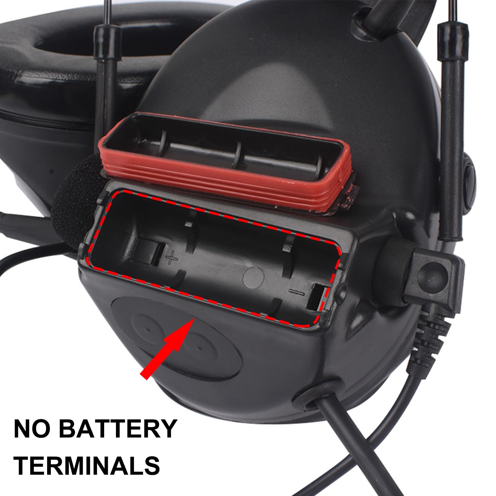Auriculares tácticos montados en la cabeza con micrófono desmontable, juegos de deportes al aire libre, cosplay, auriculares de comunicación sin función de reducción de ruido (negro), Negro,