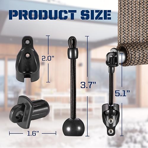 Miniatura 7 de Piezas de repuesto Bungee y tapa de extremo, común para parasoles de interior y exterior o persianas enrollables con cubiertas finales, tipo