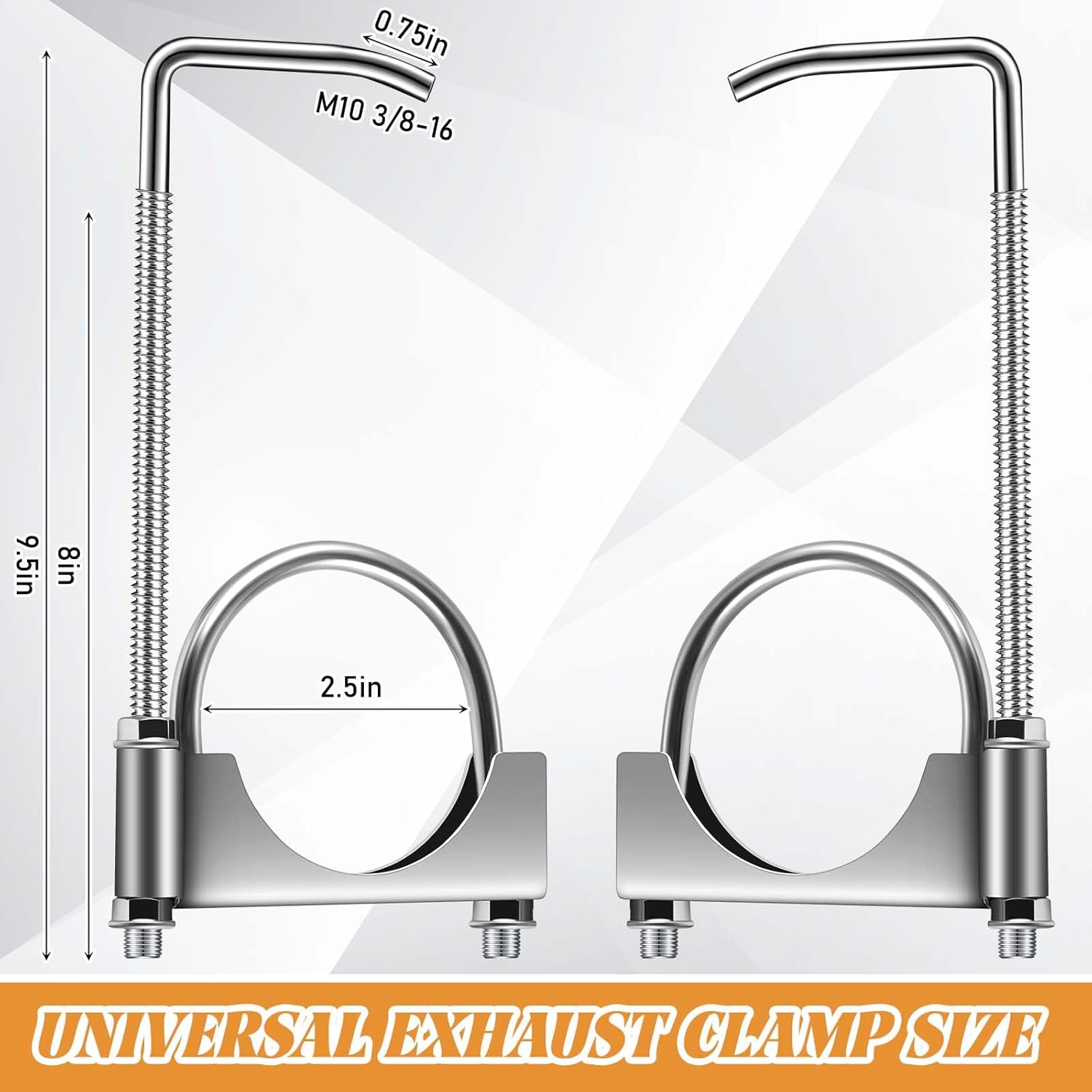 4 Pcs 2.5 Inch Universal Exhaust Clamp with Hanger, Made of Heavy-Duty Clamp with Rear Muffler Hanger Exhaust Pipe for Cars, Trucks Pipes