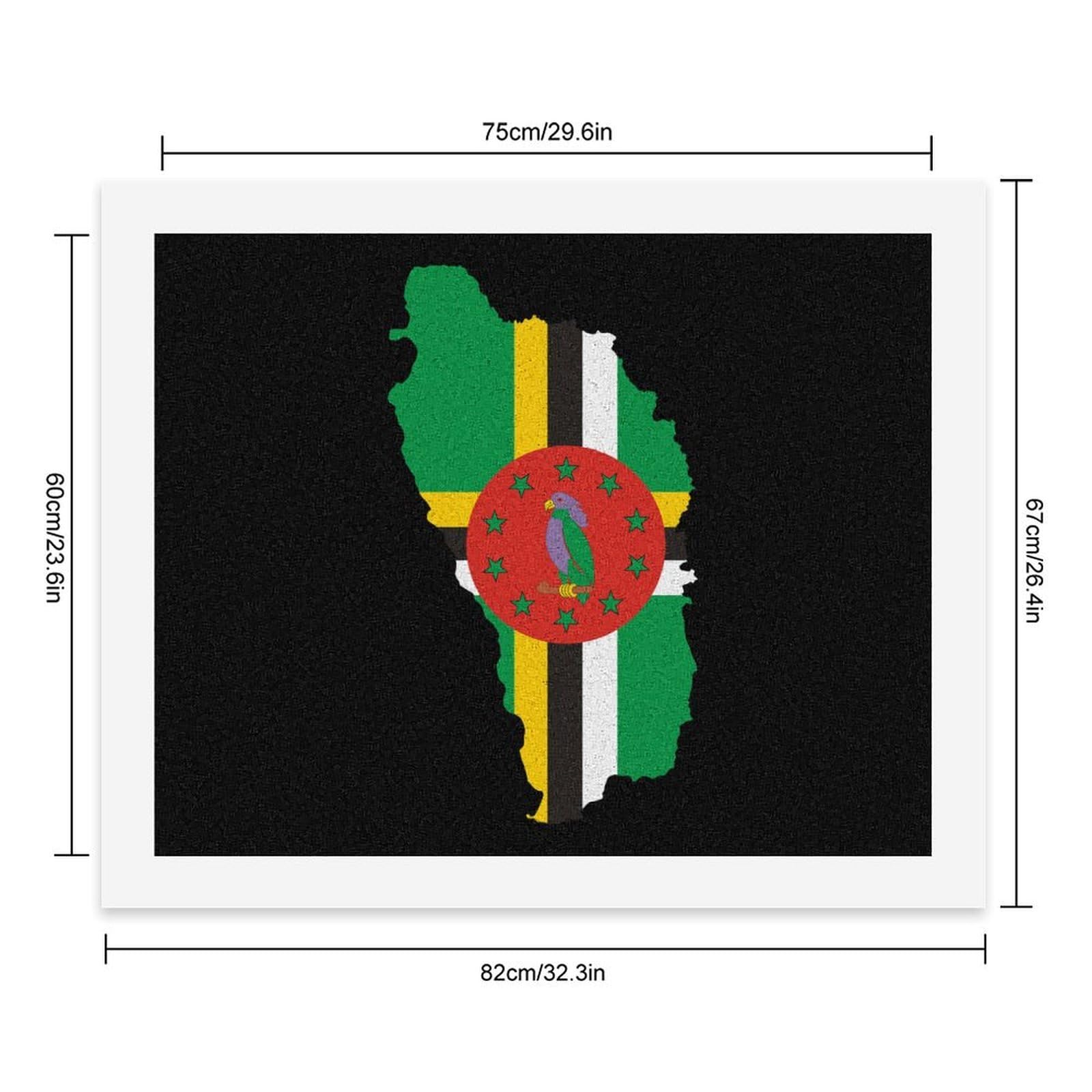 Dominica Flaggenkarte Malen nach Zahlen für Erwachsene, Baumwolle, DIY, Ölgemälde oder Geschenk, Heimdekoration, 60 x 75 cm