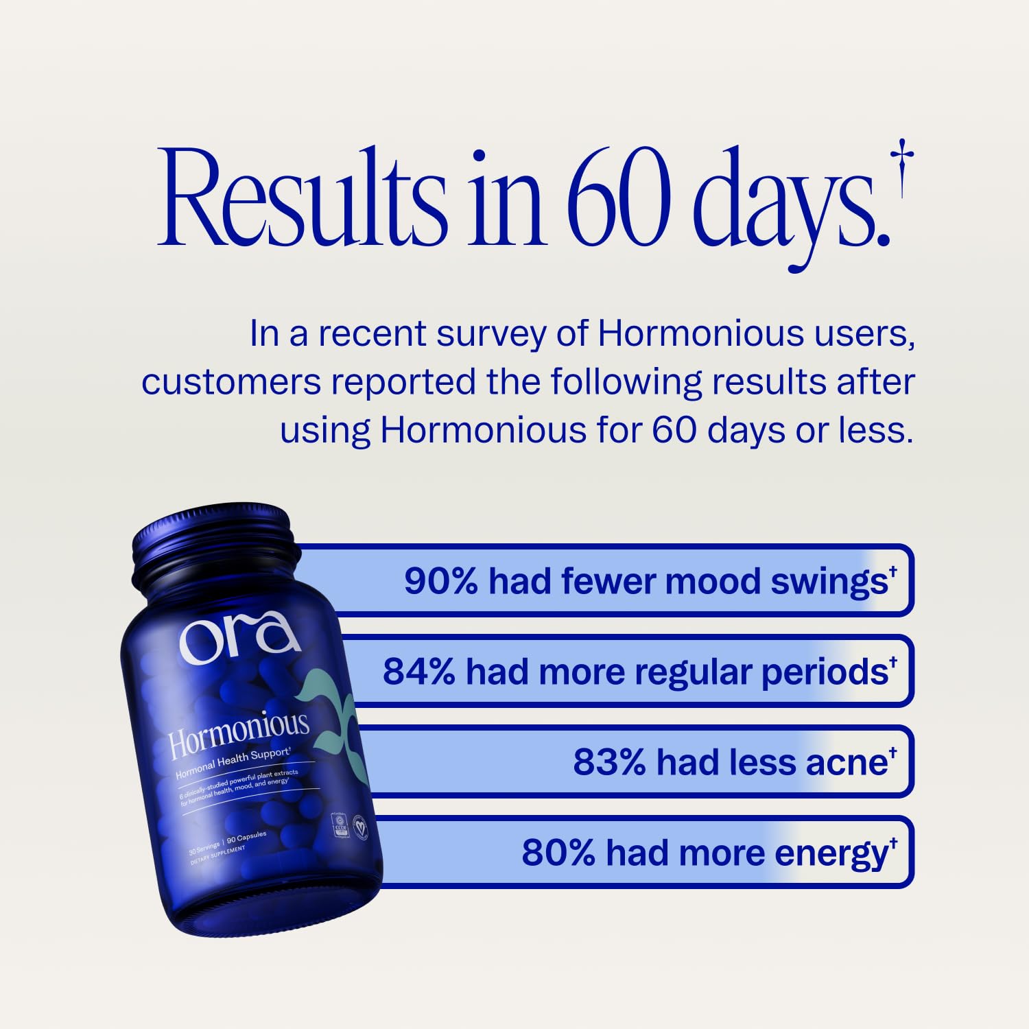 Ora Organic Natural Hormone Balance Supplement & Hormonal Acne Relief for Women - Support Skin, Mood, Energy, PMS & Menopause - Ashwagandha, Maca, Burdock Root, Cordyceps & VIT C - 90 Capsules — Amazon image 4