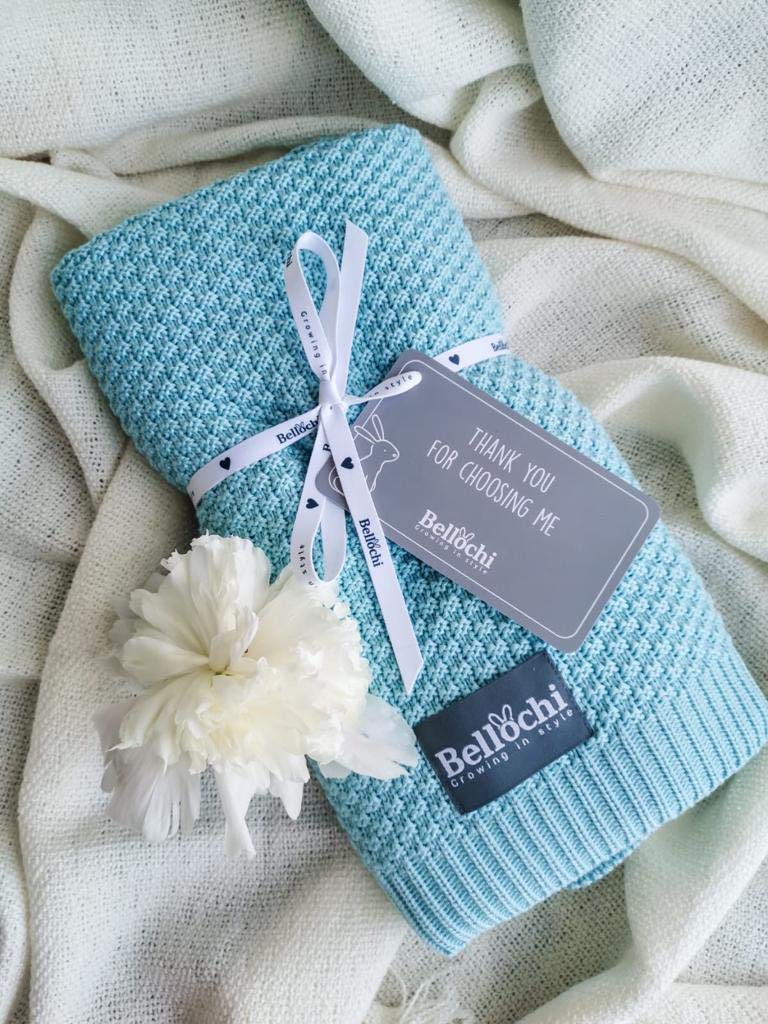 Bellochi Premium Manta de Bambu para Bebe - Acogedor Mantita para Chica o Chico - Suave Aireado Verano Manta Bebe Recien Nacido - Hecha a Mano - 100x80 cm - Freshwind