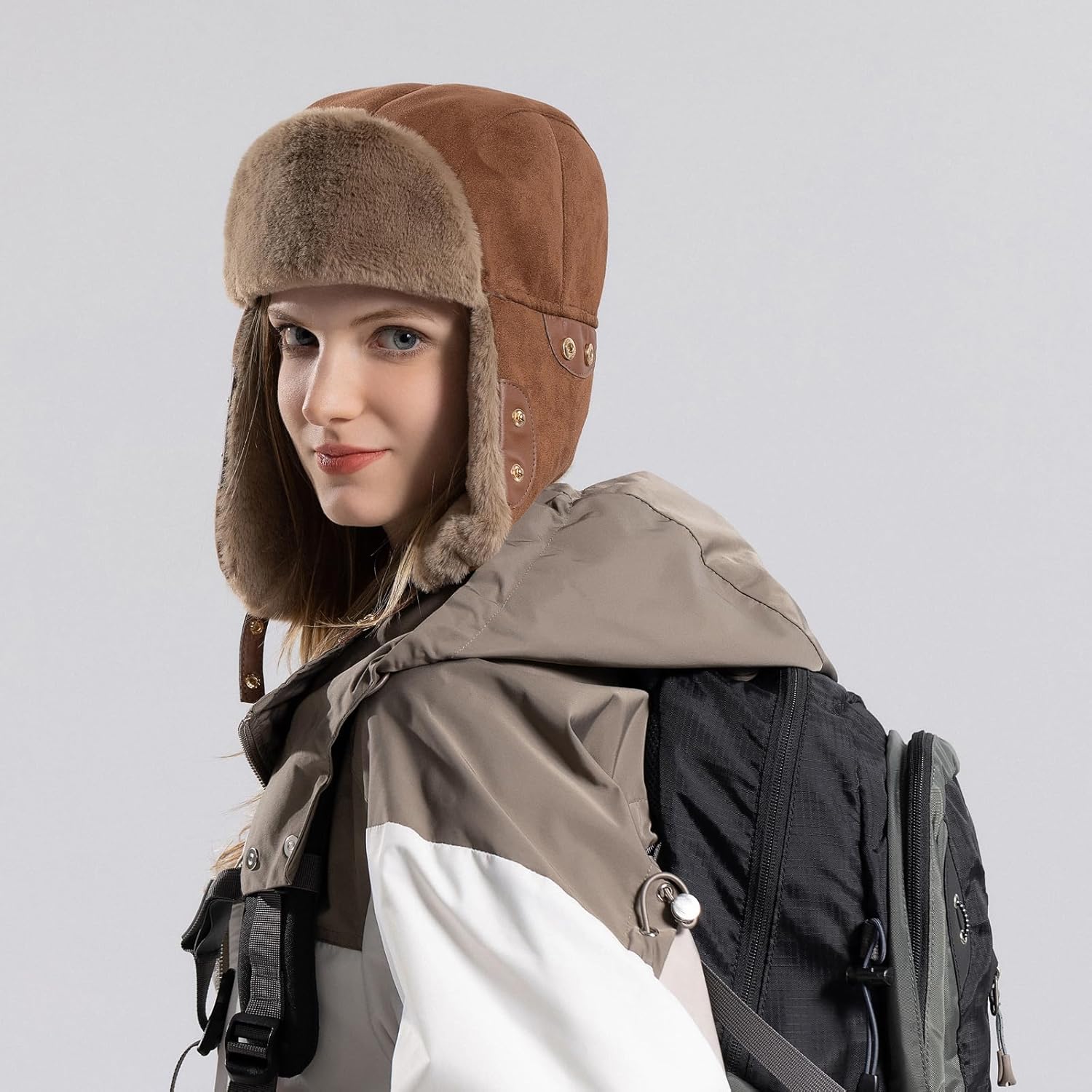 HUAMULAN Women Men Winter Trapper Hats Ear Flaps Ushanka Trooper Hunting Hat Outdoor Ski Snow Windproof Cap - Image 6