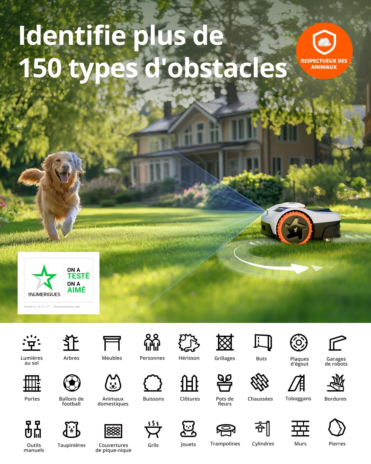Segway Navimow i105E Robot Tondeuse sans Fil périphérique, Recommandé 500 m², Max. 600 m², RTK+Vision Tondeuse Robot Gazon, IA cartographie Automatique, Limite virtuelle, Gestion multizone