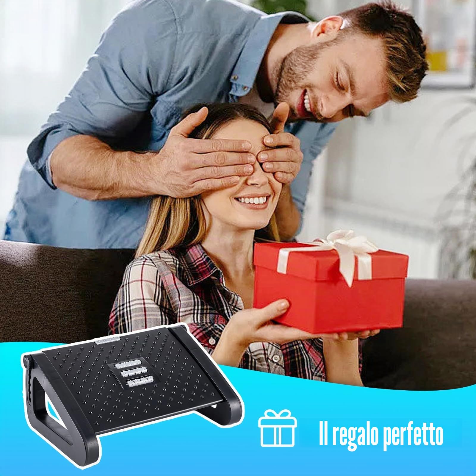 Poggiapiedi scrivania, poggiapiedi ergonomico con funzione massaggiante e regolabile in altezza, ideale per casa, ufficio e viaggi