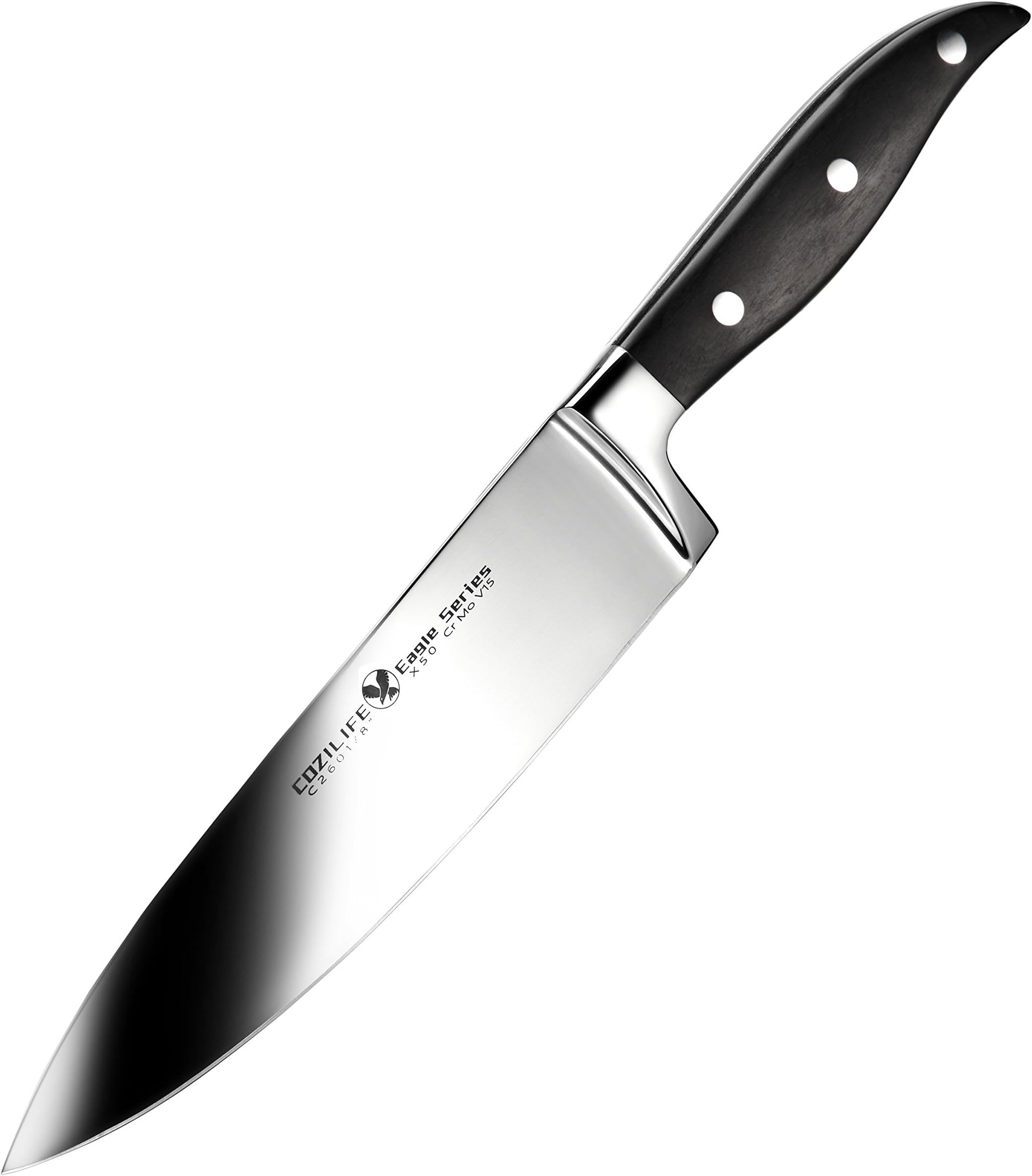 COZILIFE Chef Knife - Eagle Series, 8 Chefs Knife, Mirror Poilished, Forged Blade, Full Tang, German Steel, Pakka Wood Handle.