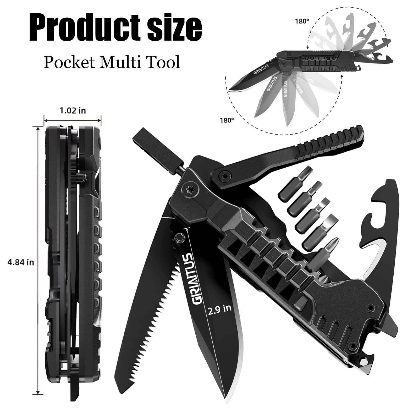 Navaja Multiusos 17en1 Herramientas Multiusos Cuchillo con Palillos para Encender Fuego, Abrelatas, Sierra, Silbato, Regalos para Hombres Mujer Papa