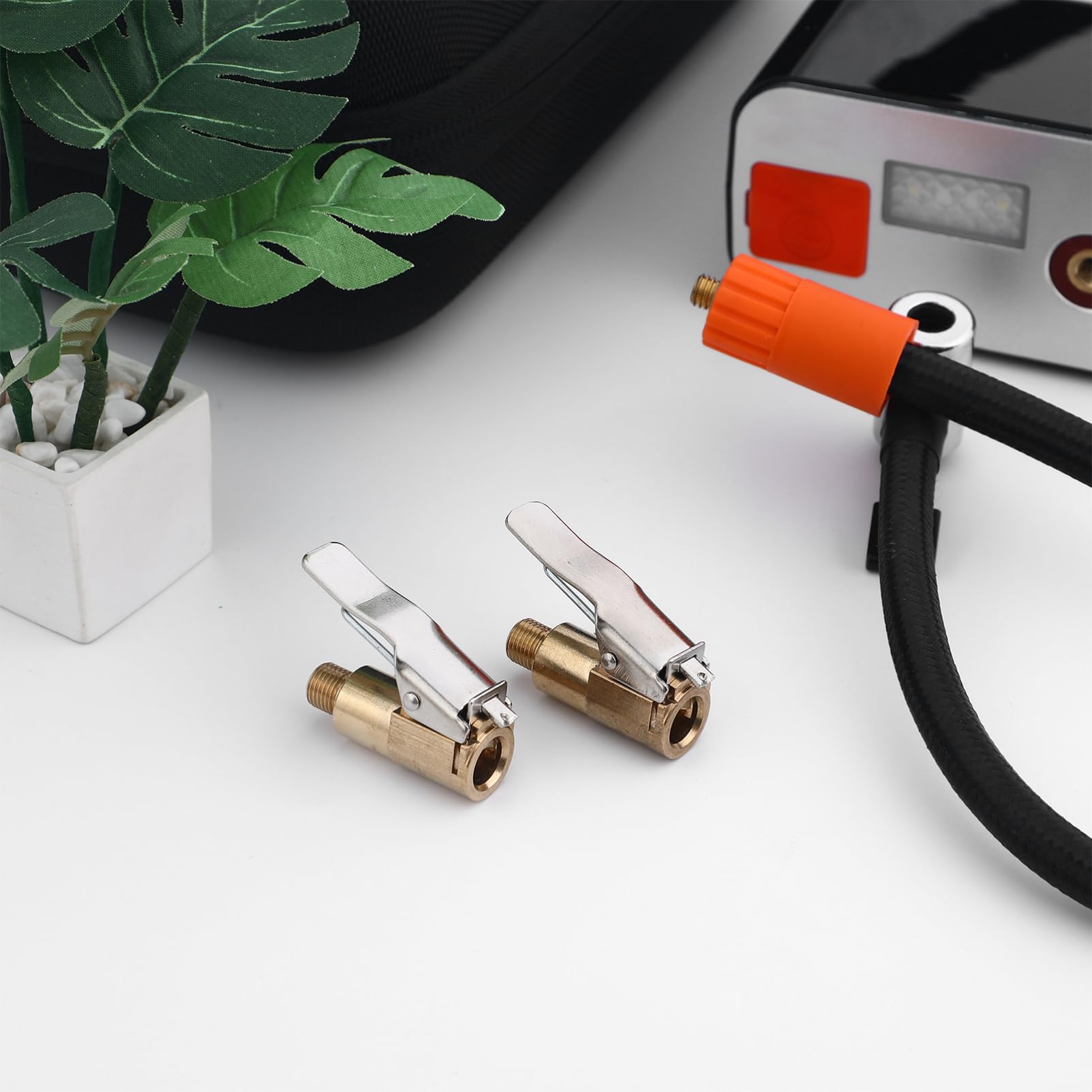 Ciieeo Quick Clip Inflatable Nozzle Air Tire Pump for Car Portable Locking Tire Inflator Chuck 2pcs Air Chuck Fittings