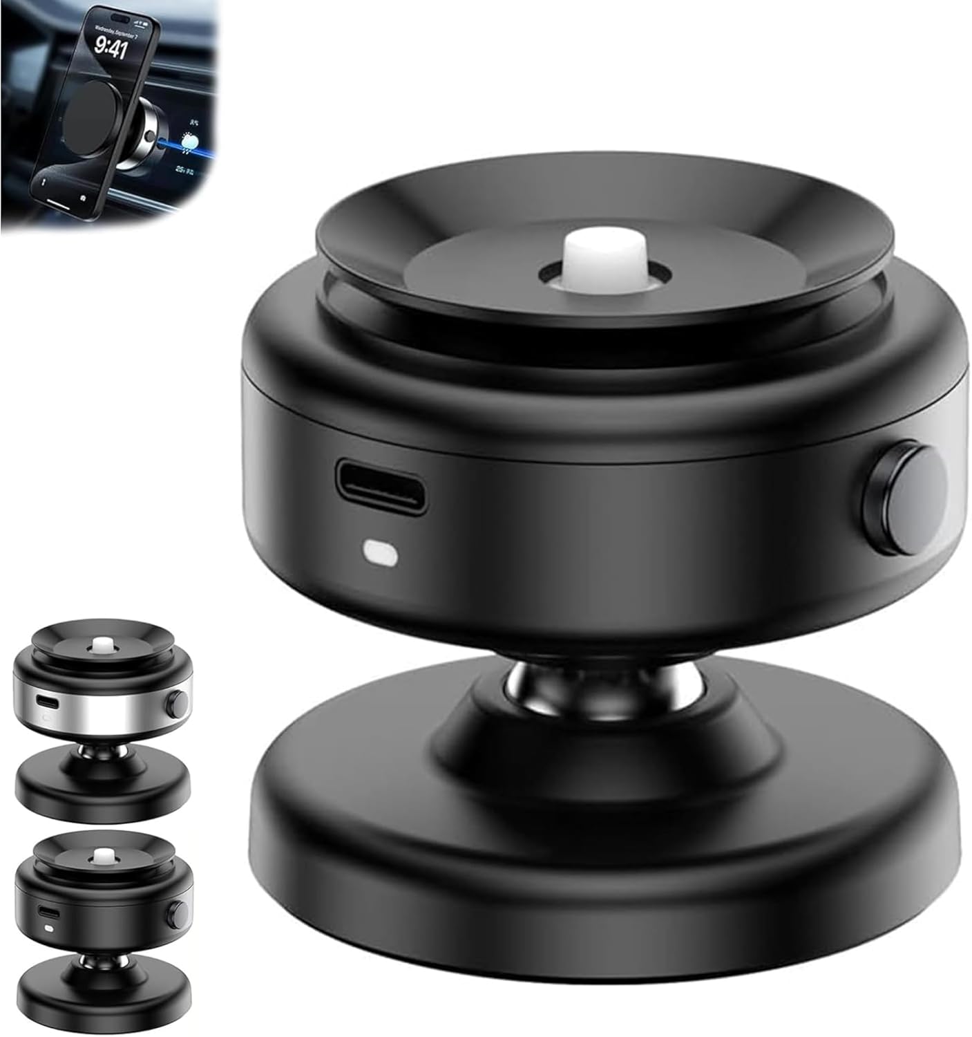 車載ホルダー 真空吸着式 角度調整 強力マグネット スマホスタンド 電動 携帯ホルダー 磁気 吸盤