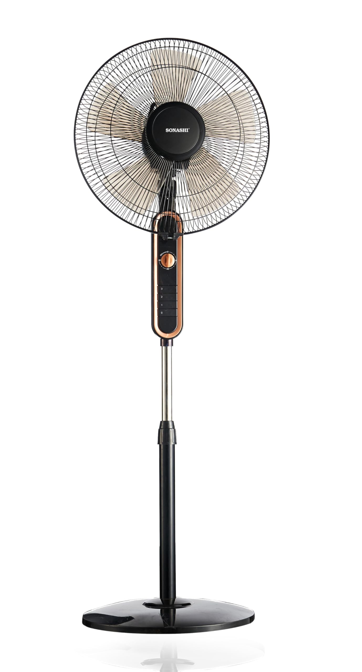 SONASHI SF-8025S Stand Fan – [Black] 16 in. Pedestal Fan with 3 Speed Switch, 5 Transparent Blade Leaf, Korean Guard Ring, Low Noise Operation | Perfect Home Décor Appliance