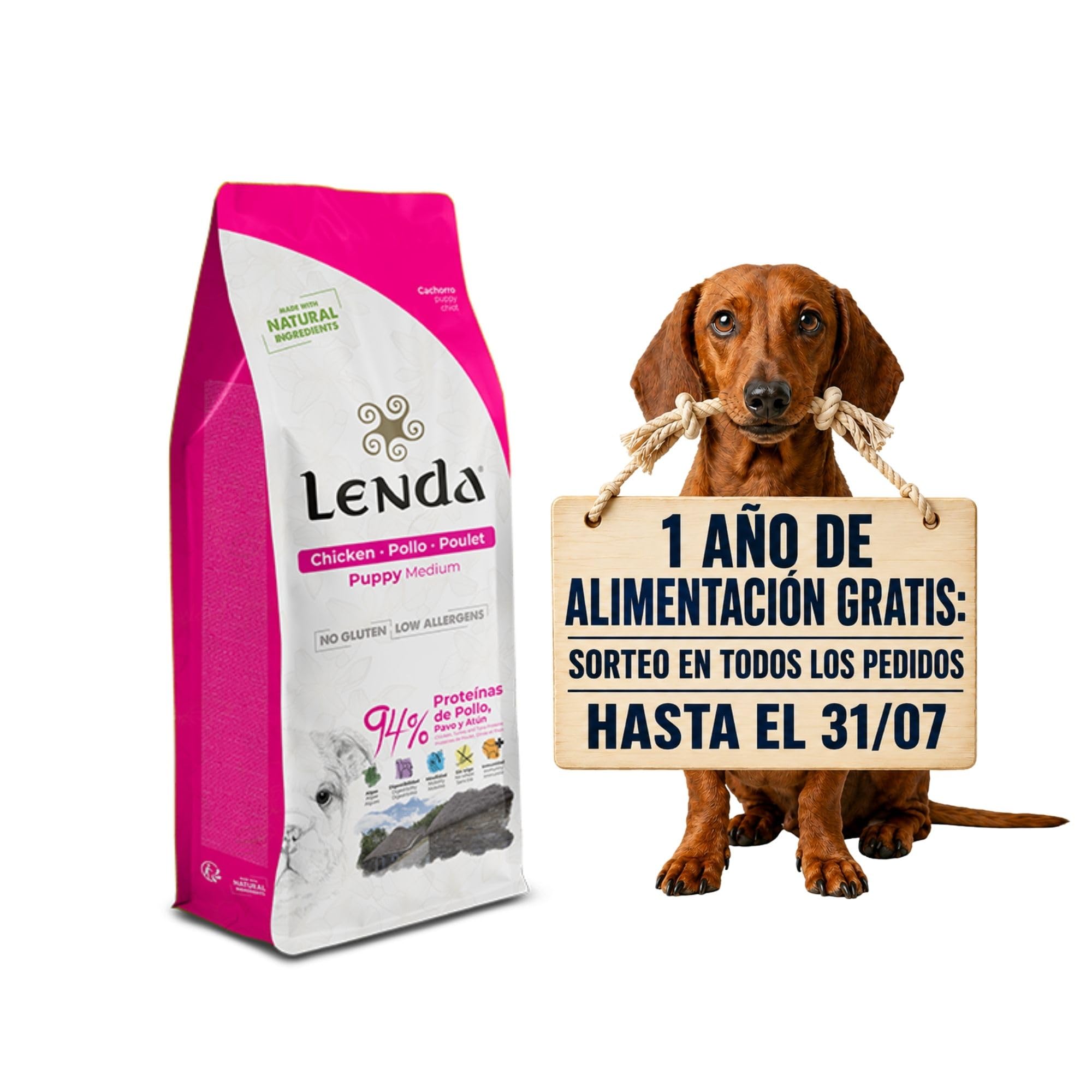Lenda Puppy 12Kg - Pienso para Cachorros de Todas Las Razas - Pienso Hipoalergénico - Comida para Perros Bebés Rica en Pollo - Natural