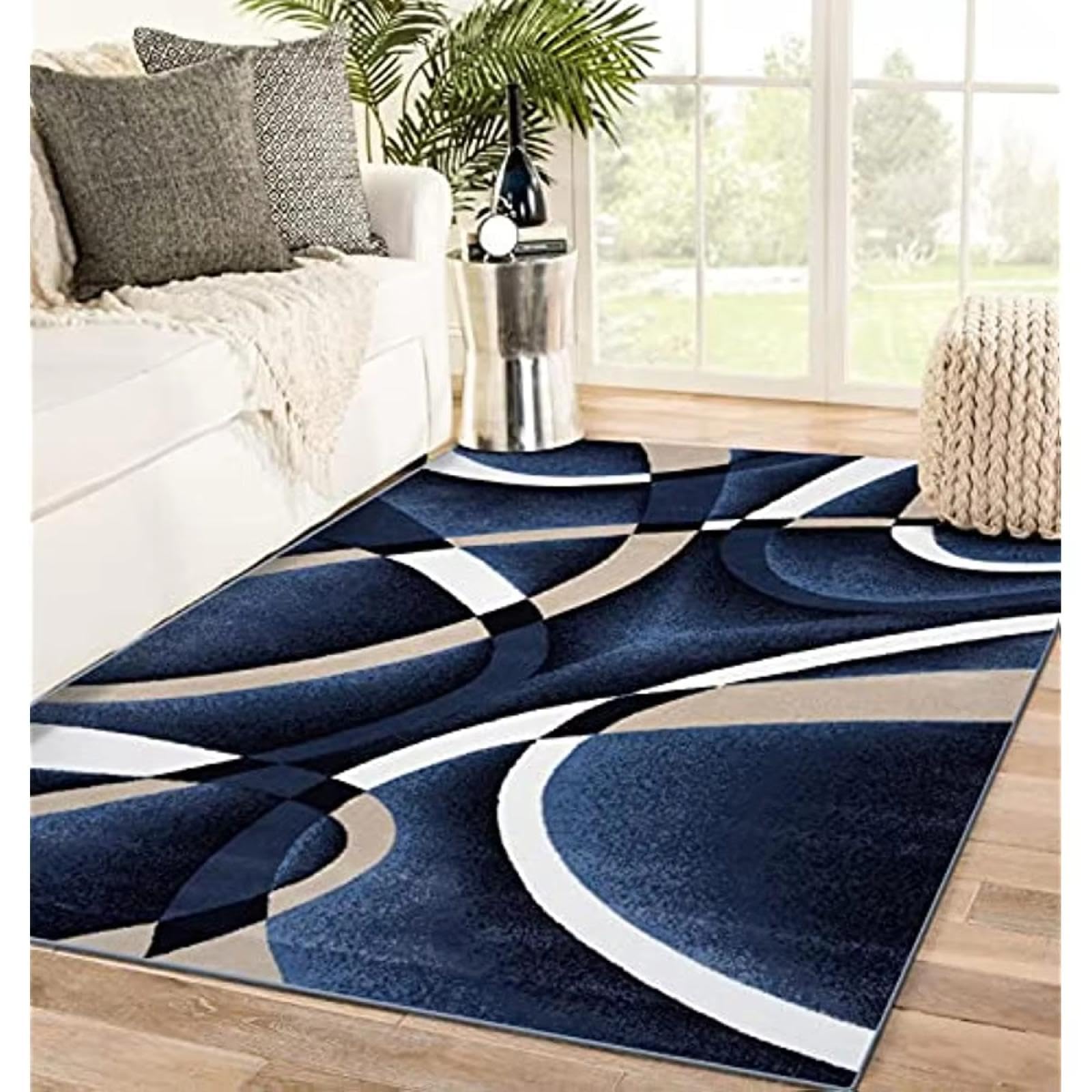 Tapis abstrait moderne pour salon chaleureux, idéal sous les canapés et tables de lecture