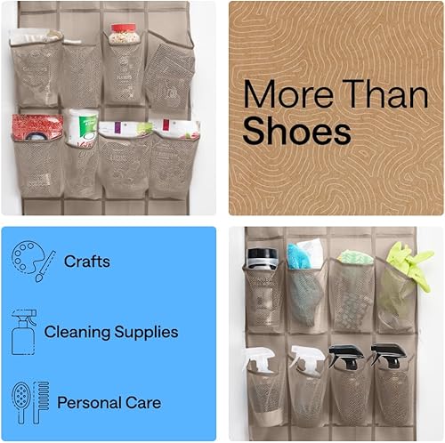 Miniatura 5 de Gorilla Grip - Zapatero para colgar en la puerta, 24 bolsillos de malla para sostener hasta 40 libras, organizador para parte trasera del armario,