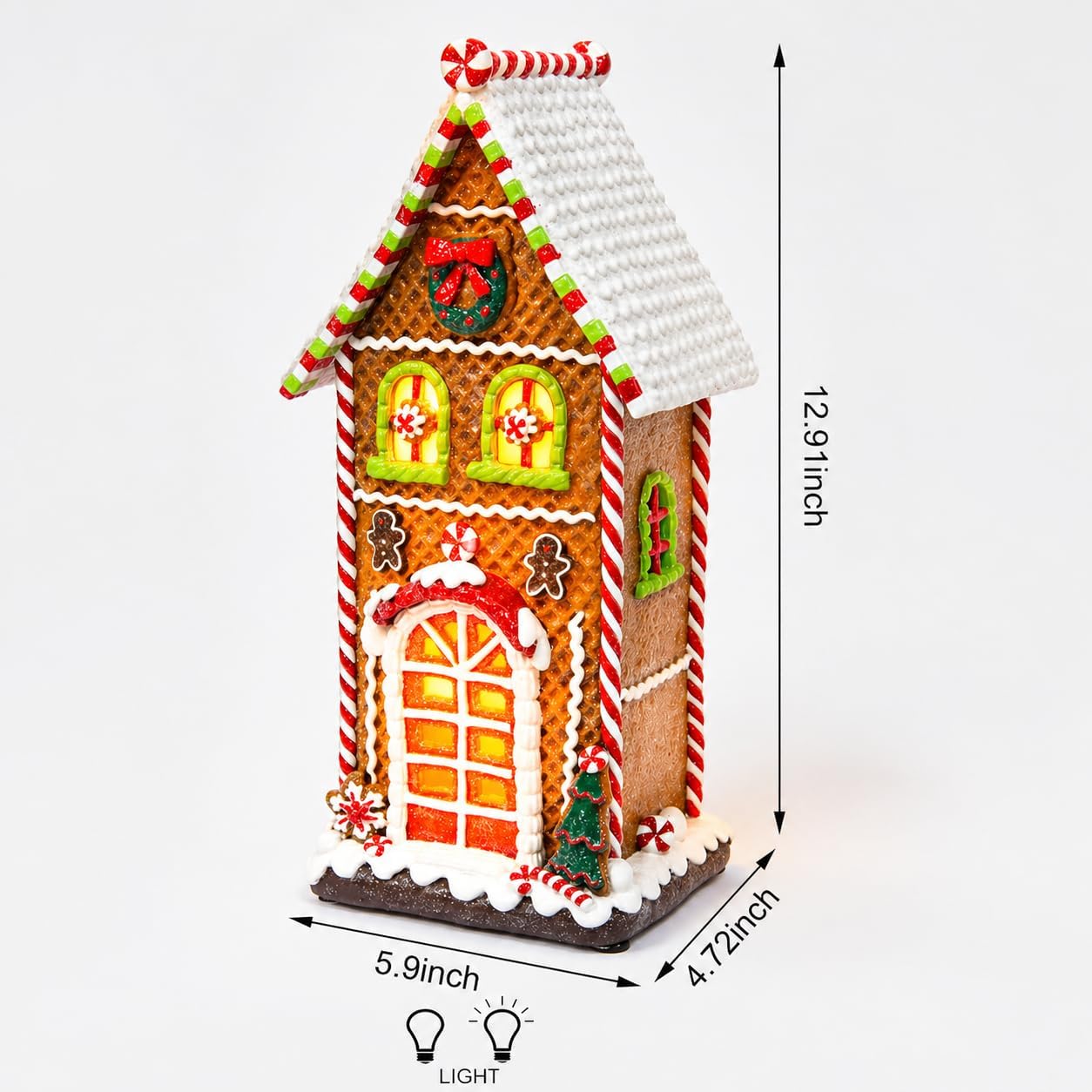 MOMENTS IN TIME Gingerbread Village House LED Light Up Christmas Decoration 12.9” Handcrafted Polyresin Holiday Décor Battery Operated Christmas Village Scene Gift Packaging Included image 4