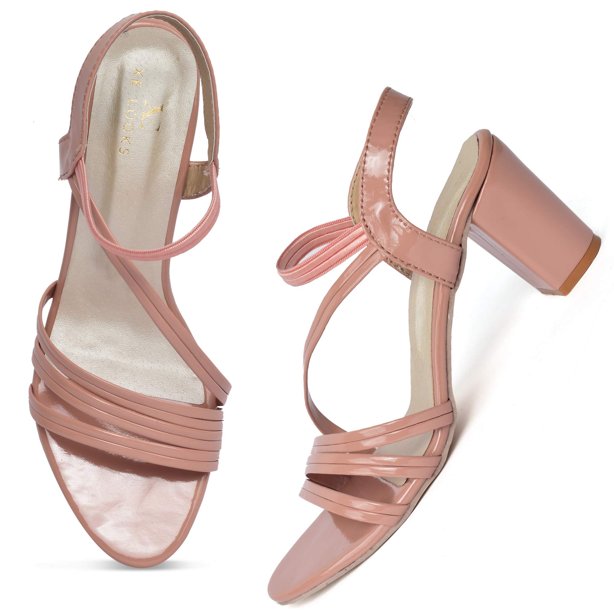 XE Looks Elegant Pink Block Heel Sandals for Women (B08WQ64QZB) Amazon Price History, Amazon Price Tracker