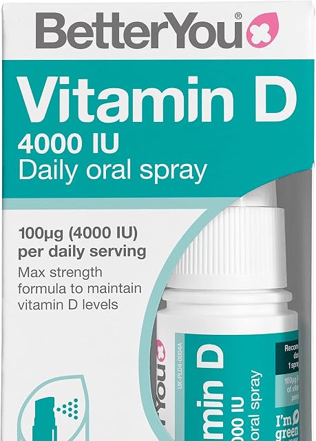 Vitamin D Daily Oral Spray - 4,000 IU (Maximum Strength), Pill-free Vitamin D3 supplement, 3 Month Supply, Made in the UK by BetterYou, Natural Peppermint Flavour