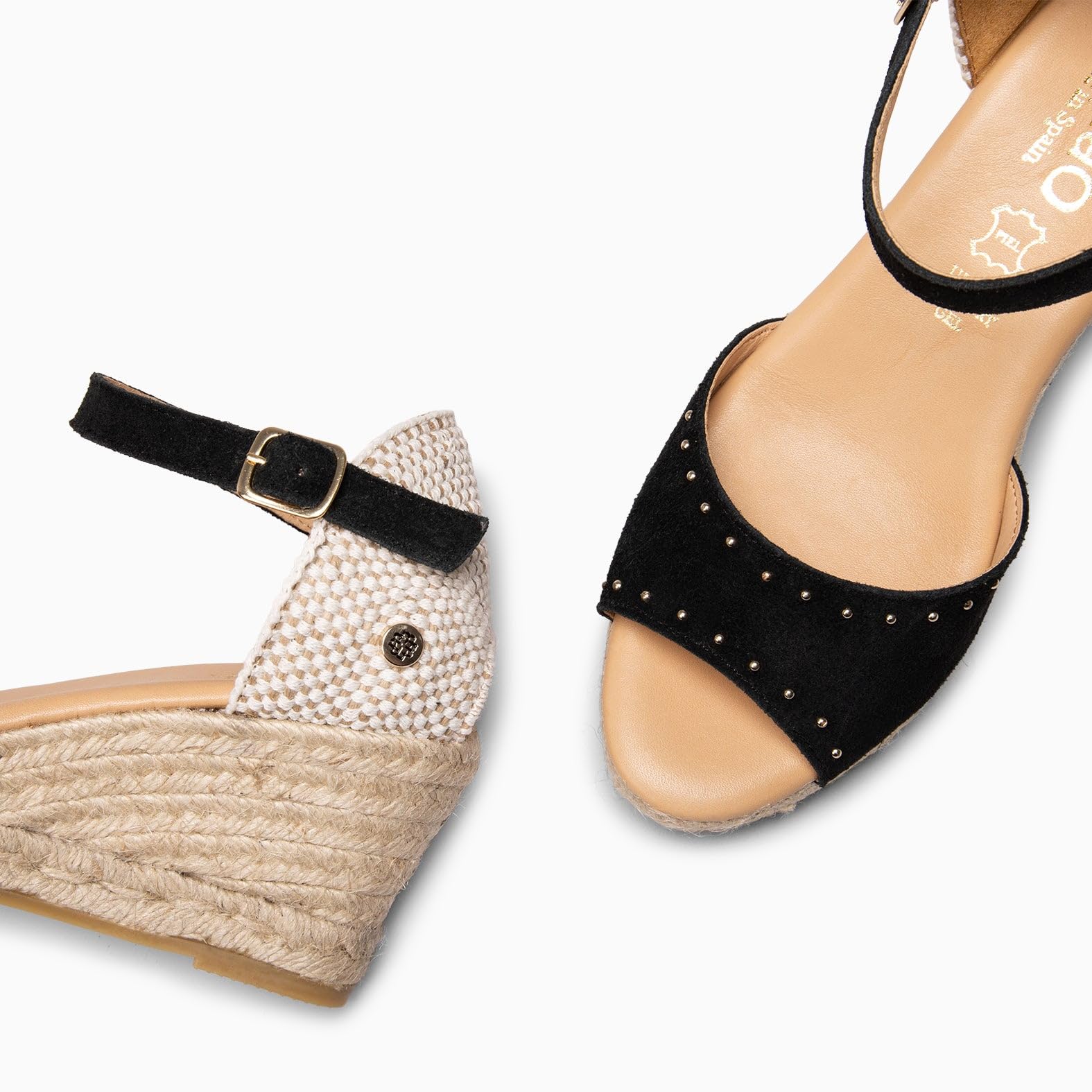 miMaO. Cuñas de esparto bajo peep toe. Fabricadas en España