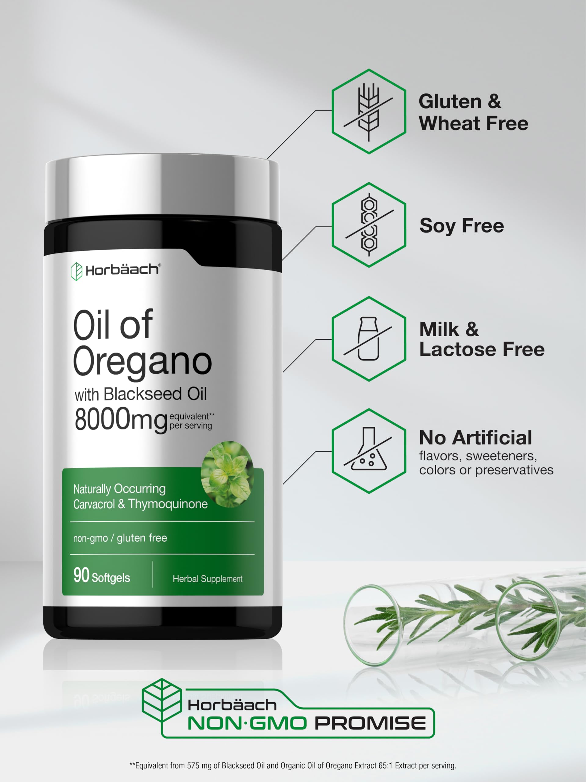 Horbäach Oil of Oregano with Blackseed Oil Softgels | 90 Pills — Amazon image 5