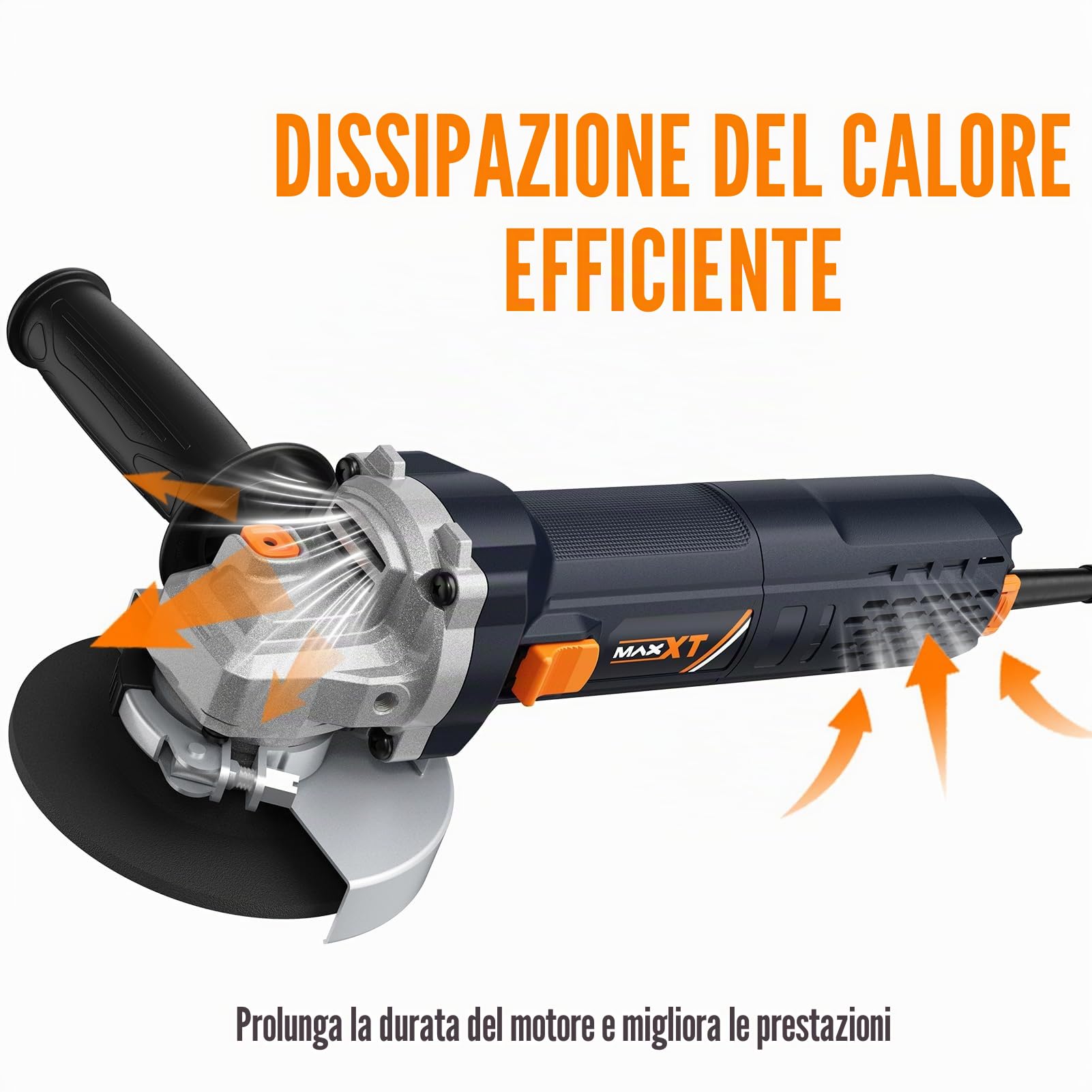 MAXXT Smerigliatrice angolare 125 mm | 1700W con Avvio graduale & Protezione sovraccarico – 12.000 giri/min per taglio, smerigliatura e lucidatura di precisione
