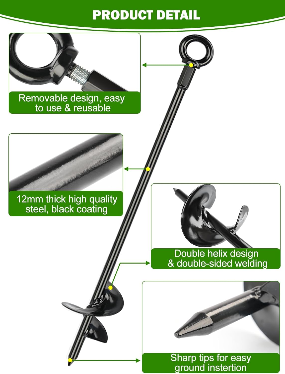 4 Pcs 30 Long Ground Anchors Shed Anchors Kit with 3/16 Galvanized Cable Turnbuckles Carabiners, Heavy Duty Earth Anchors for Sheds Trees Trampoline Greenhouse Swing Set Tent 4 Pcs 30 Long Ground Anchors Shed Anchors Kit with 3/16 Galvanized Cable Turnbuckles Carabiners, Heavy Duty Earth Anchors for Sheds Trees Trampoline Greenhouse Swing Set Tent