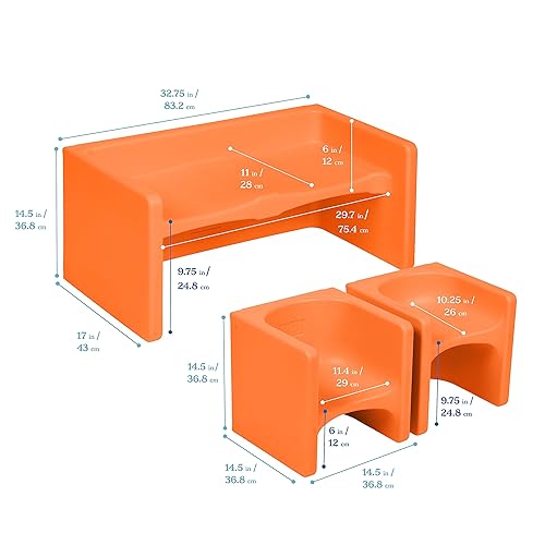 Miniatura 38 de ECR4Kids Tri-Me - Juego de mesa y sillas cubo, muebles multiusos, color azul, 3 piezas Azul,Agua,Negro -,Azul Cian,Verde Fern,Verde,Verde