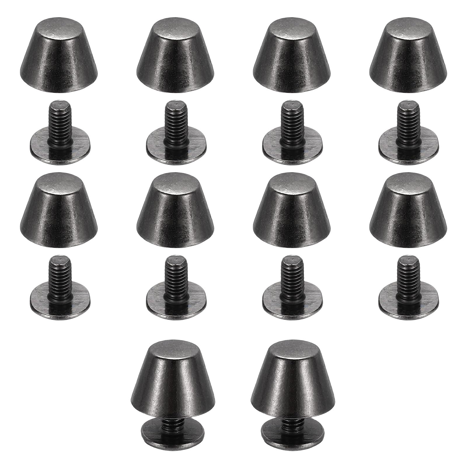 sourcing map 10 Sets Rivets Stud Handbag Purse Feet 10mm / 3/8" Screw Back Spikes Nailhead Flat Head Stud Rivet Buckle Leathercraft for Leather DIY Collar Belt Bag Totes, Gunmetal