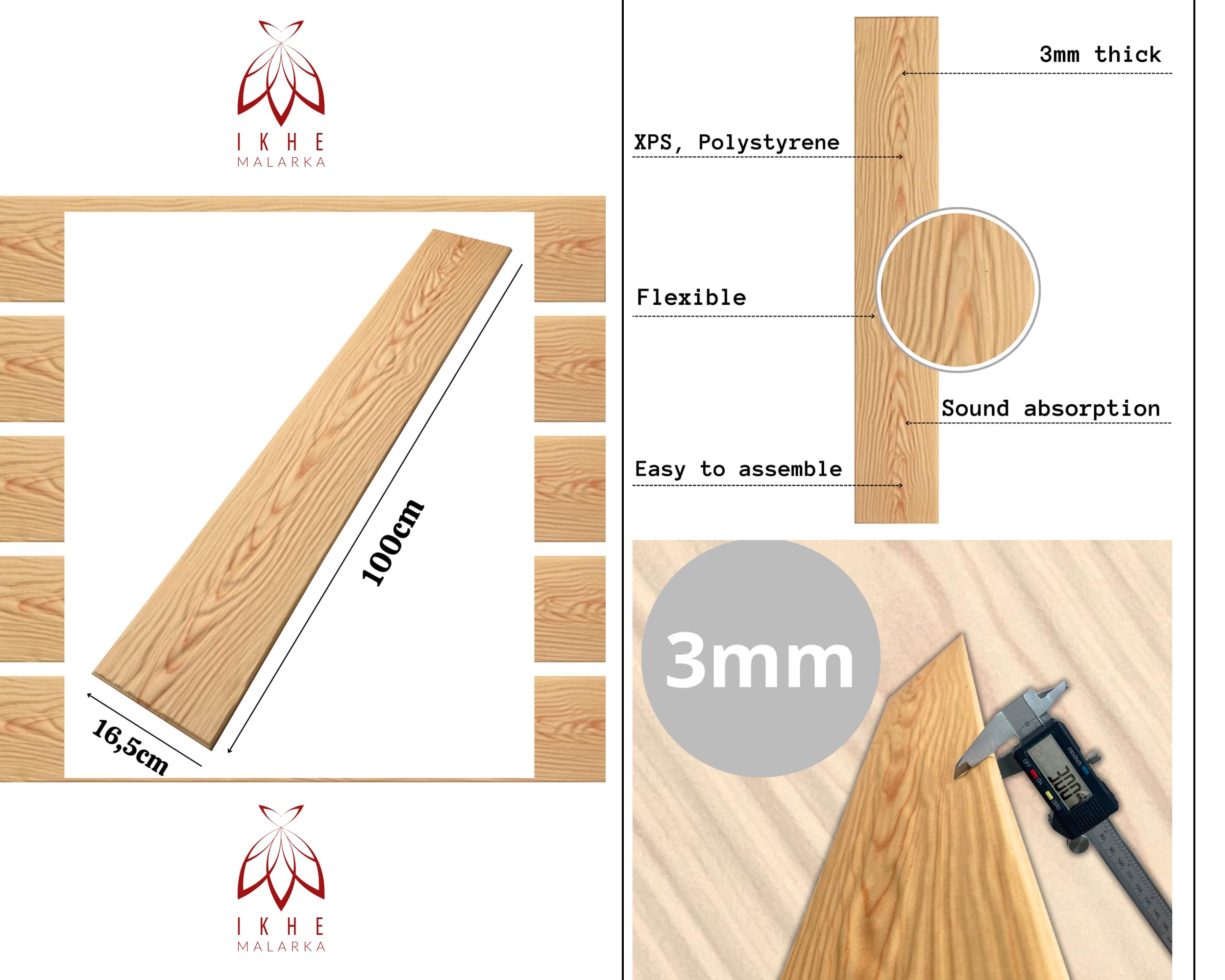 Eurodeco - Pannelli da soffitto con texture 3D, 10 m²/60 pezzi, effetto legno, in polistirene XPS, imitazione del polistirolo, 100 x 16,7 cm (P4-1)