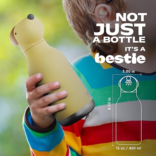 Miniatura 5 de asobu Bestie: Botella de agua aislada de acero inoxidable con cabeza de animal suave desmontable, bebida divertida para niños y adolescentes con