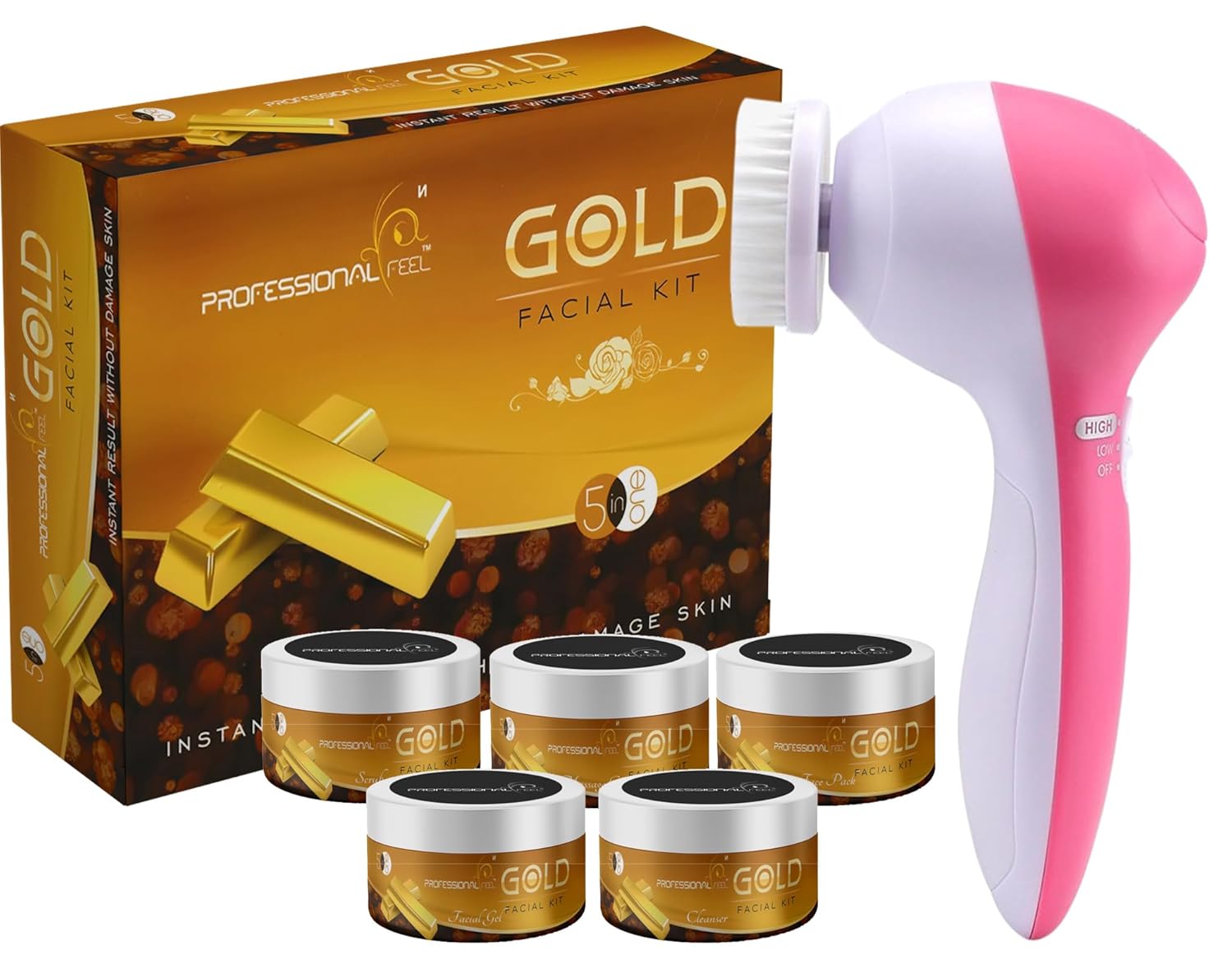 Professional Feel Gold Lotus Facial kit With Face Massager for Facial, For All Type Skin Solutioin Women & Men Facial Kit ( 250 G) Professional Feel Gold Lotus Facial kit With Face Massager for Facial, For All Type Skin Solutioin Women & Men Facial Kit ( 250 G)
