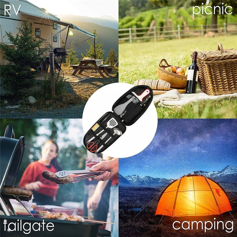 Confezione da 9 Strumenti per Barbecue Set per Barbecue Accessori per Barbecue Utensili Utensili per Cucinare da Campeggio all'aperto Set Utensili per Barbecue